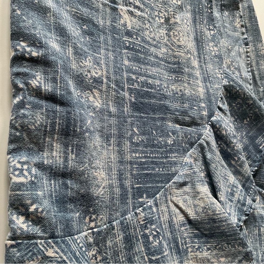 LRL Lauren Jeans Co. Ralph Lauren Skirt Indigo Linen Blend Ruffle Tiered Size 2 - Picture 5 of 9